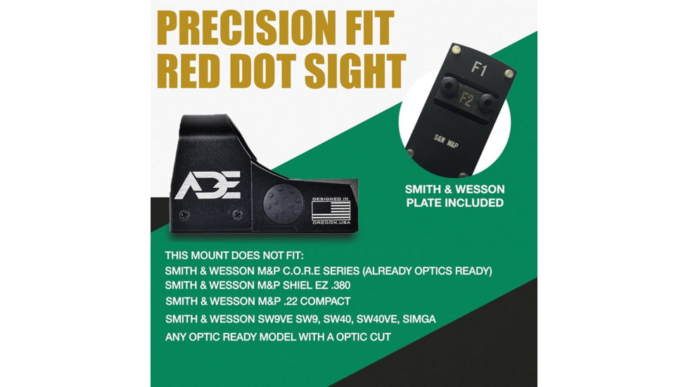 ADE Advanced Optics RD3-009 1x Reflex Red Dot Sight w/Mount Plate for S&amp;W MP M&amp;P/ Standard Picatinny Mount