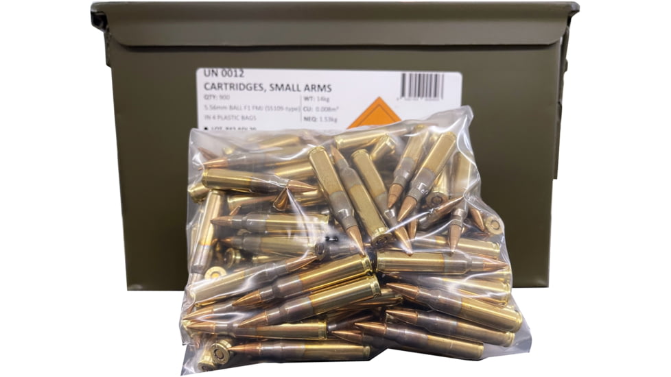 ADI World Class 5.56x45mm NATO 62 Grain F1 Ball Full Metal Jacket Rifle Ammo, 900 Rounds, 9332153002503
