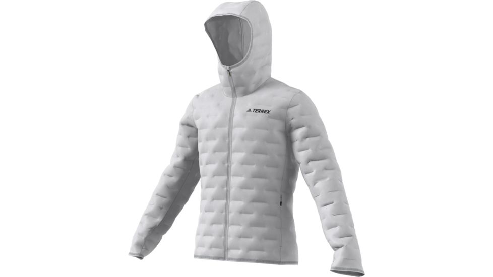 Adidas Terrex Demo, Lite Down Hooded Jacket - Men's, Grey Two, Medium EC2462-M-DEMO