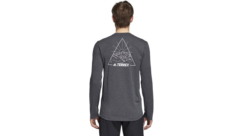 Adidas Terrex Graphic Long Sleeve - Mens, Dark Grey Heather, Small, CY1777-S