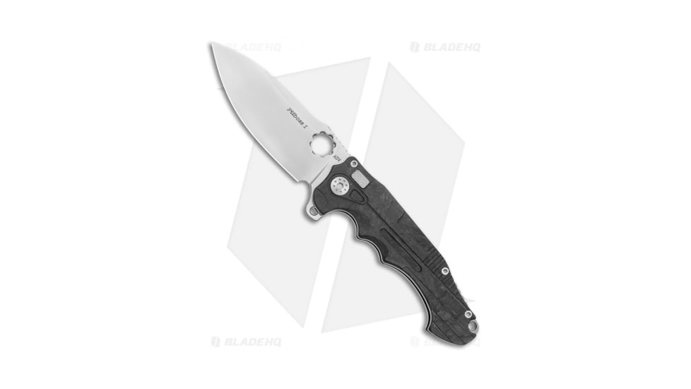 ADV Tactical Mini Pitboss Folding Knife, 3.625in, Bohler M390 Stainless Steel, Drop Point Blade, Carbon Fiber, Black Handle, Black/Gray, 8.25 inch, BHQ-135450