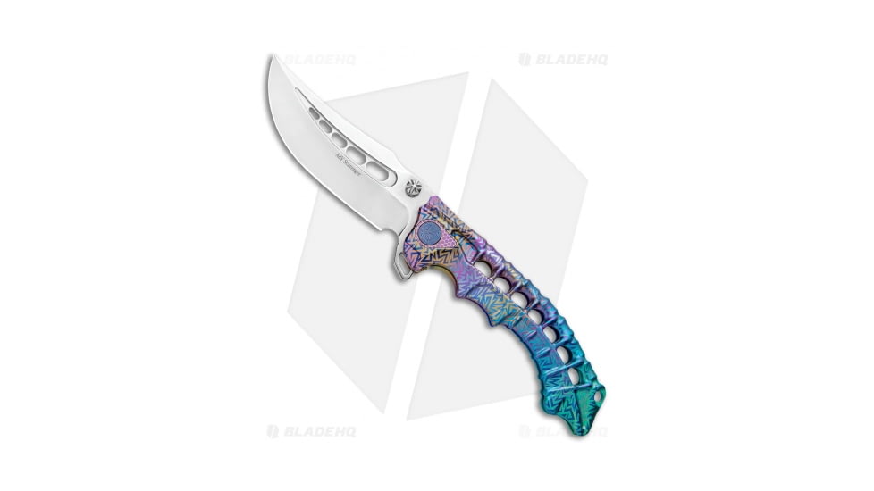 ADV Tactical Scavenger Folding Knife, 4.25in, Bohler M390 Stainless Steel, Trailing Point Blade, Titanium, Spectrum Handle, Spectrum/Gray, 9.75 inch, BHQ-94627