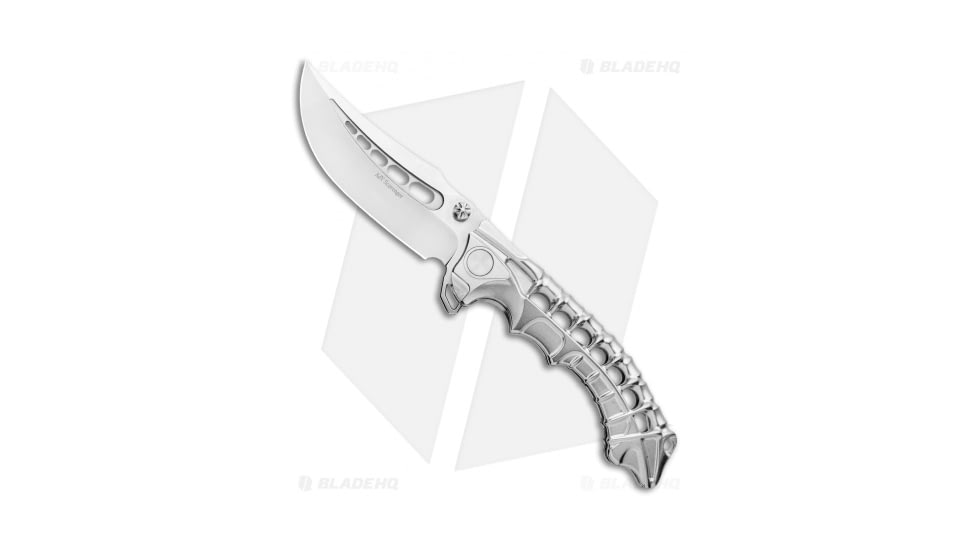 ADV Tactical Scavenger Folding Knife, 4.25in, Bohler M390 Stainless Steel, Trailing Point Blade, Titanium, Gray Handle, Gray/Gray, 9.75 inch, BHQ-94630