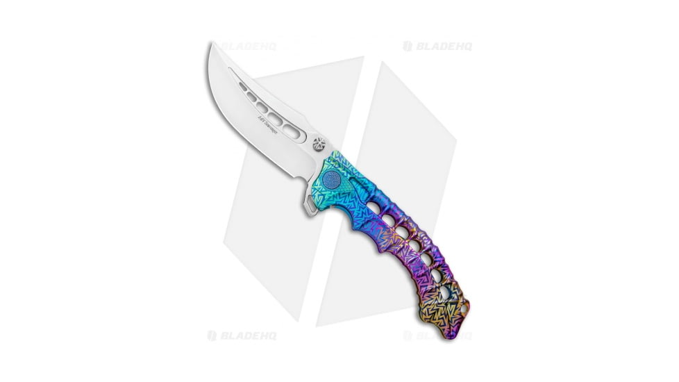 ADV Tactical Scavenger Folding Knife, 4.25in, Bohler M390 Stainless Steel, Trailing Point Blade, Titanium, Spectrum Handle, Gray/Spectrum, 9.75 inch, BHQ-99325