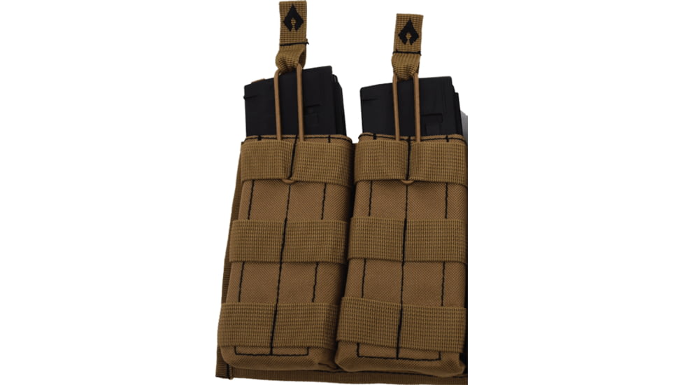 Advance Warrior Solutions Open Top Double Mag Pouch for AR15, AR10, AK47, Tan, AROTDMP-TN