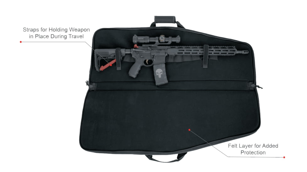 Advance Warrior Solutions Raptor 36in Rifle Case, 600D Poly PVC, Black, RA36RC-BL