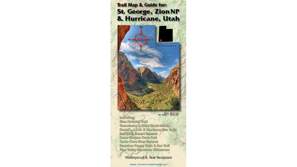 Adventure Maps St. George, Hurricane, and Springdale, UT Trail Map adm0005