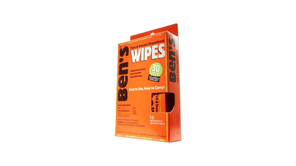 Ben's 30 Insectand Tick Repellent DEET Wipes 12/Box 0006-7085
