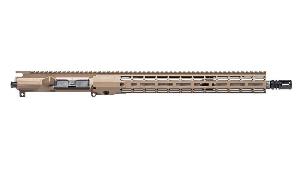 Aero Precision Complete Upper Receiver, M4E1-T, .223 Wylde, 16in, SPR - Fluted, Mid Length, 1 in 8, 1/2 x 28, 15in, A2 Flash Hider, Cerakote, FDE, APAR700715M50