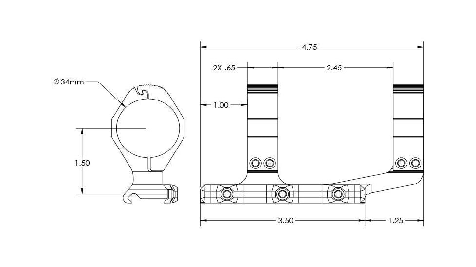 Aero Precision Ultralight 34mm Scope Mount, Extended, FDE, APRA211212