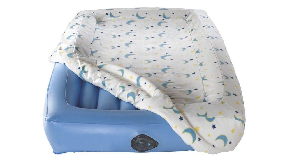 Aerobed Airbed Kids Single High Air Mattress W/ 120V Handheld Pump Combo, Includes Fleece Fitted Sheet, Blue, 50 x 25 x 4 in 2000011234
