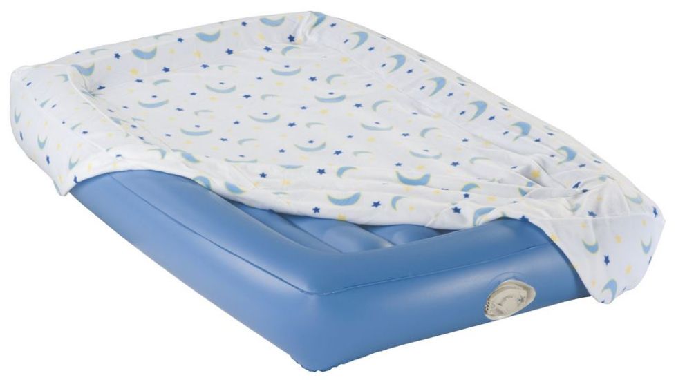 Aerobed Airbed Kids Single High Air Mattress W/ 120V Handheld Pump Combo, Includes Fleece Fitted Sheet, Blue, 50 x 25 x 4 in 2000011234