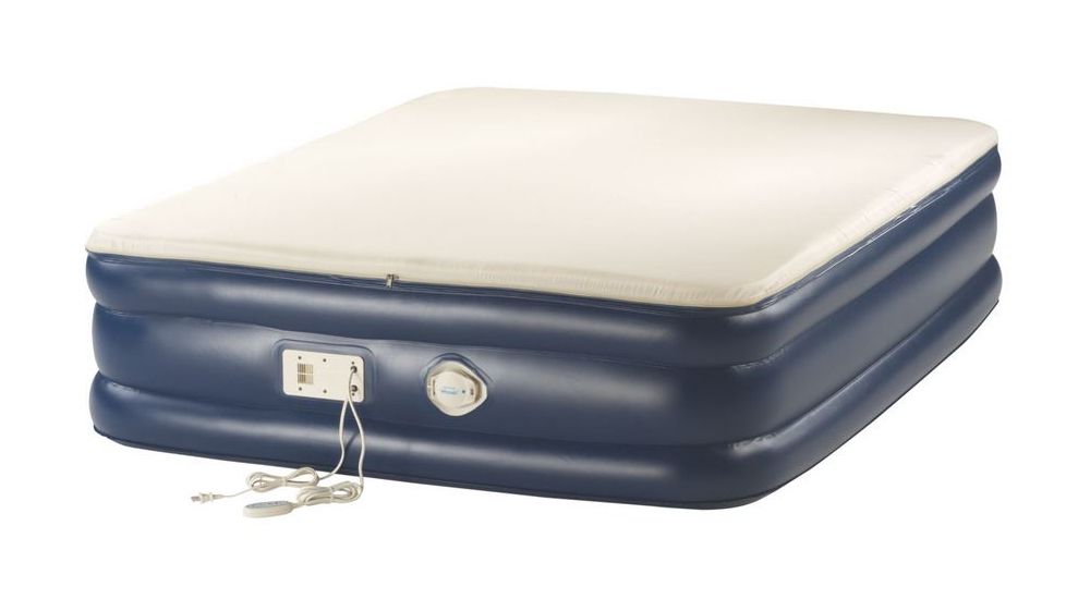 Aerobed Airbed Memory Foam Air Mattress W/ 120V Built in AC Pump, Blue / White, Queen 2000015885