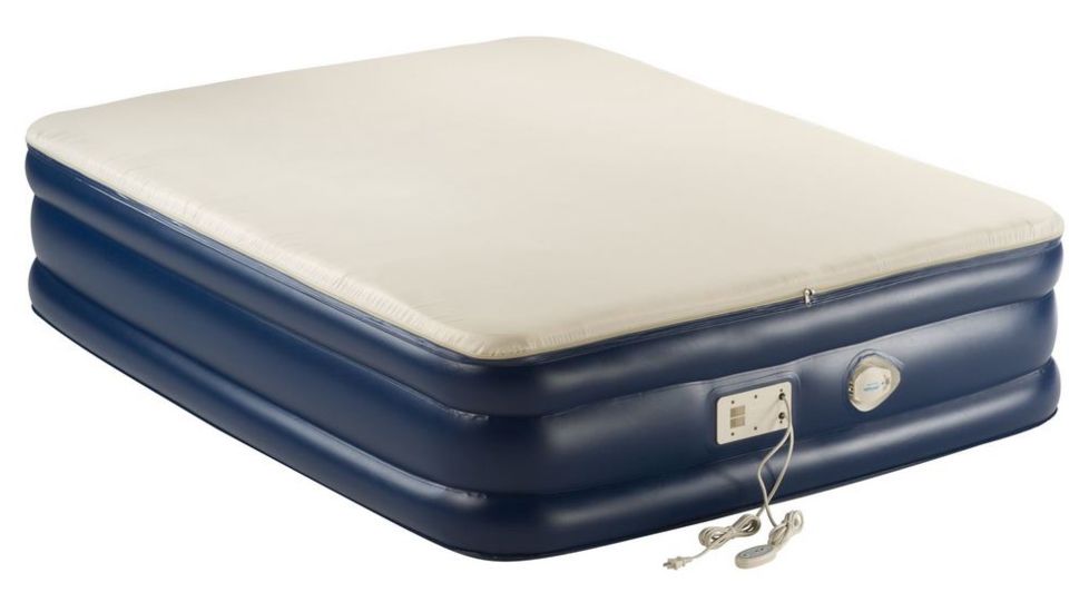 Aerobed Airbed Memory Foam Air Mattress W/ 120V Built in AC Pump, Blue / White, Queen 2000015885