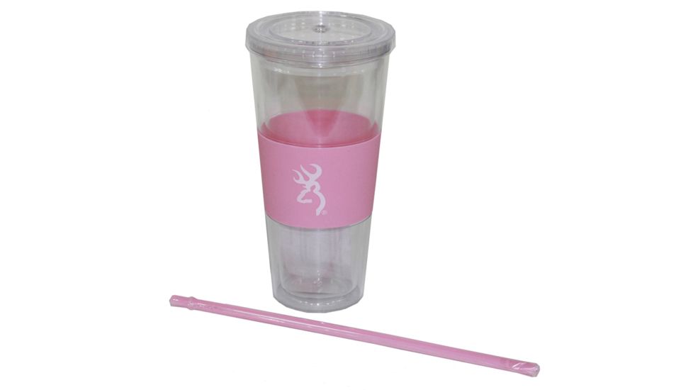 AES Optics Browning 20oz Insulated Cup, with Straw, Pink-White 98912