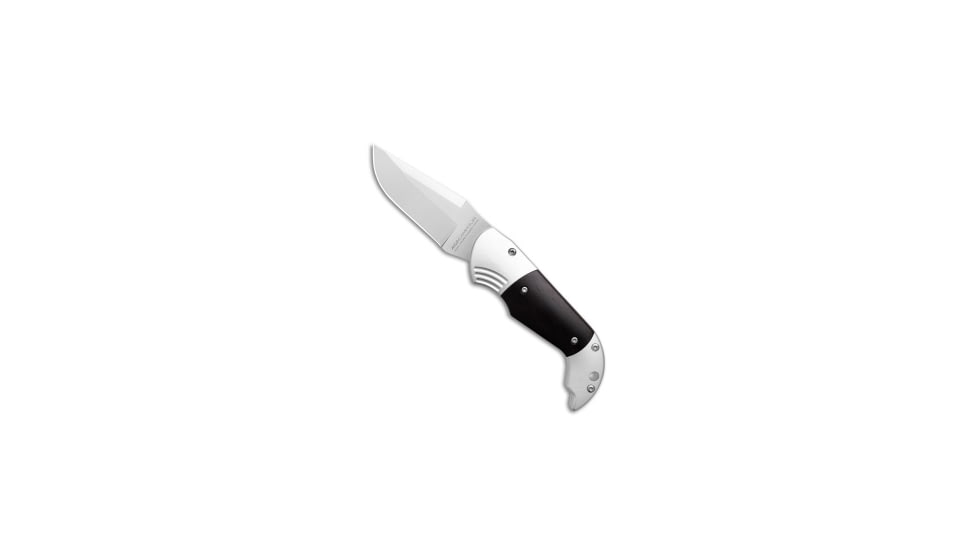 Aga Campolin AGA Campolin Alex Bolster Release Automatic Knife Ebony 3.1" Satin, Black, 440B, adult, BHQ-230171