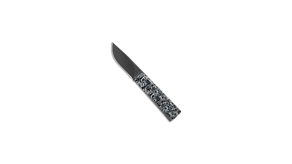 A.G.A. Campolin Dragonfly Gravity Folding Knife, 3.00in, 440C, Drop Point Blade, Steel, Black/White Handle, Black/White/Black, 6.875 inch, BHQ-203220