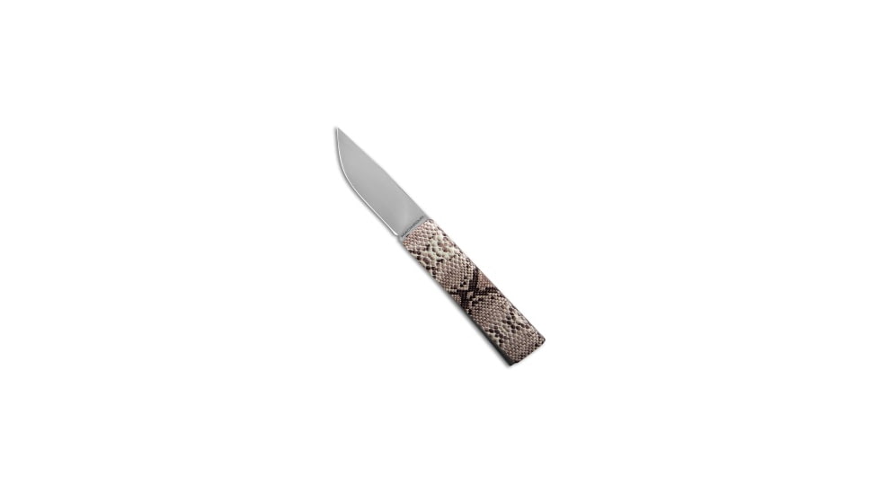 A.G.A. Campolin Dragonfly Gravity Folding Knife, 3.00in, 440C, Drop Point Blade, Steel, Brown/White Handle, Brown/White/Gray, 6.875 inch, BHQ-203150
