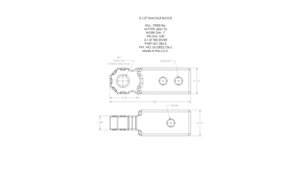 Agency 6 2.5in Shackle Block Assembly