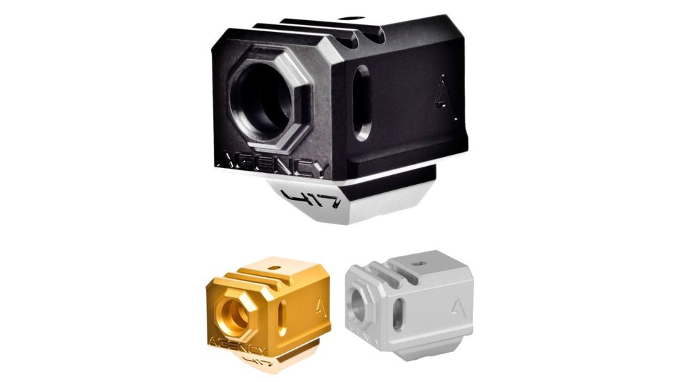 Agency Arms 417 Glock 17/19/34 Gen3 Compensator, Black, Gold, Gray