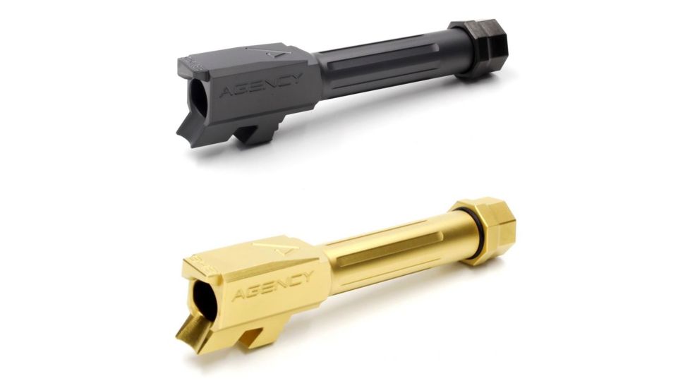 Agency Arms Glock 43 Mid Line Match Grade Drop-In Threaded/Fluted Barrel, Black, DLC, Gold, Stainless Steel