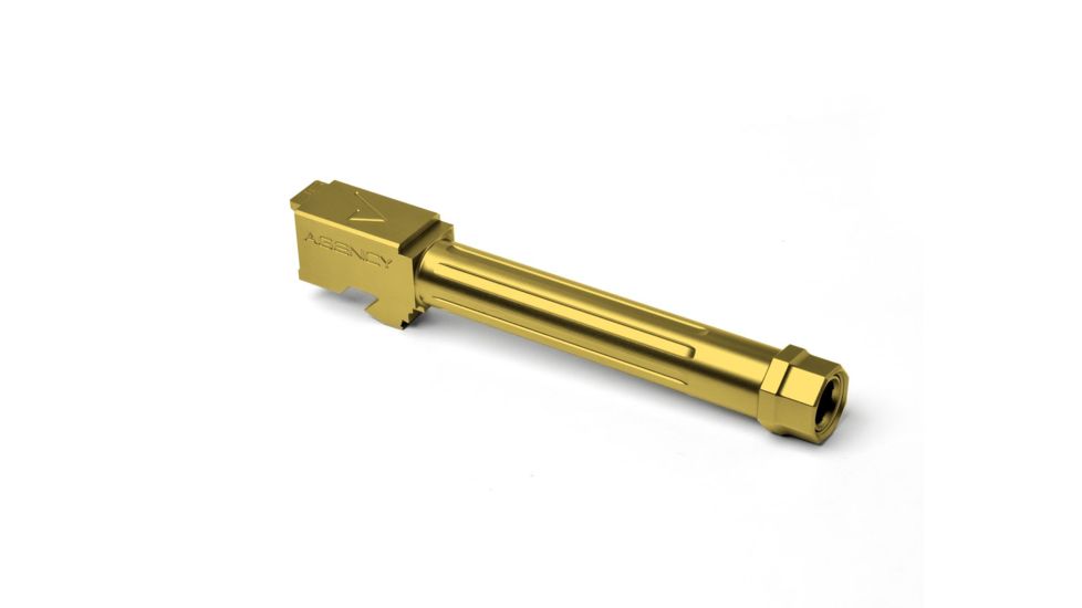 Agency Arms Mid Line Compatible Barrel, Threaded/Fluted, Glock 17, TiN Gold, MLG17T/FTiN