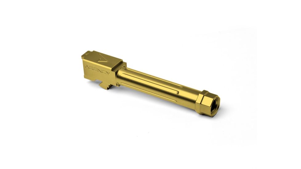 Agency Arms Mid Line Match Grade Drop-In Barrel, Threaded/Fluted, Glock 19, Gold, Titanium Nitride MLG19T/FTiN