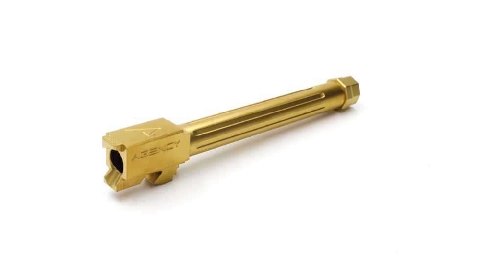 Agency Arms Mid Line Match Grade Drop-In Barrel, Threaded/Fluted, Glock 34, Gold, Titanium Nitride MLG34T/FTiN