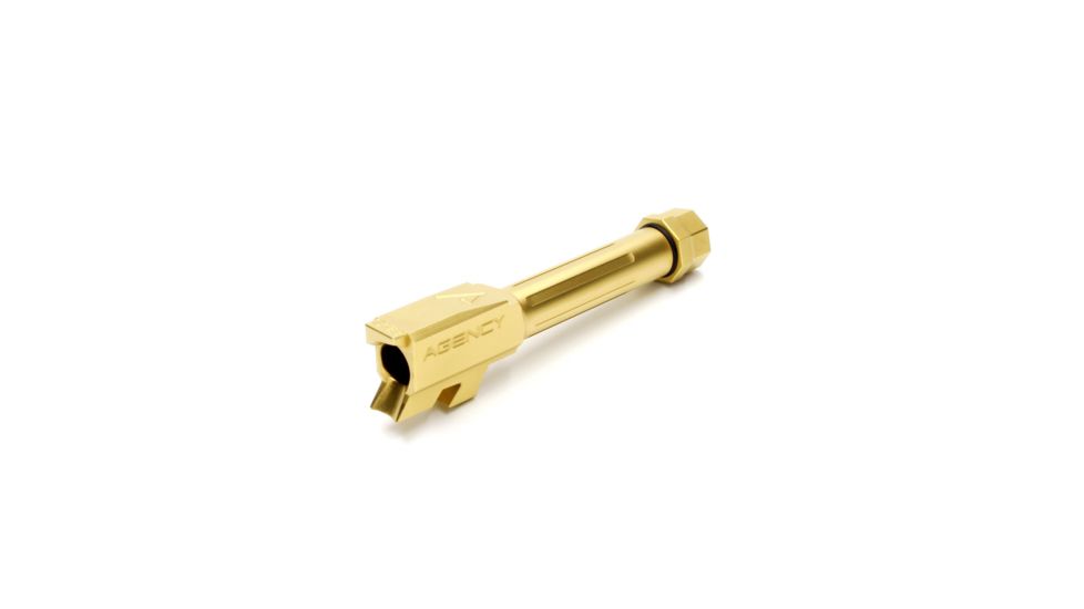 Agency Arms Mid Line Match Grade Drop-In Barrel, Threaded/Fluted, Glock 43, Gold, Titanium Nitride MLG43T/FTiN