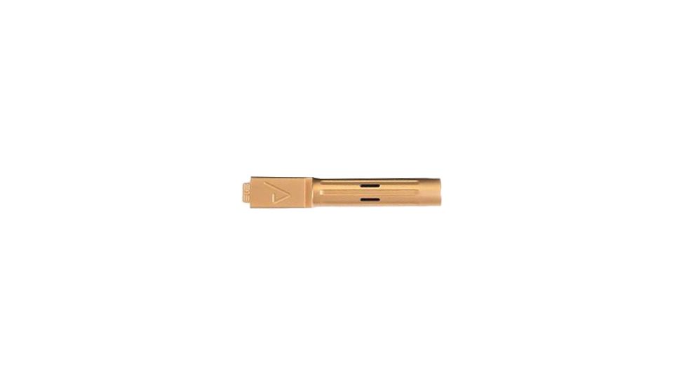 Agency Arms Premier Line Compatible Non-Threaded Glock 19 Pistol Barrels, Fluted Flush Cut, Gold, PLG19FCTiN