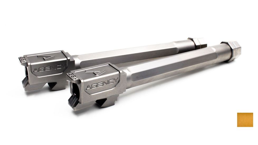 Agency Arms Premier Line Match Grade Drop-In Barrel, Threaded/Fluted, Glock 34, Gold, Titanium Nitride, PLG34T/FTiN