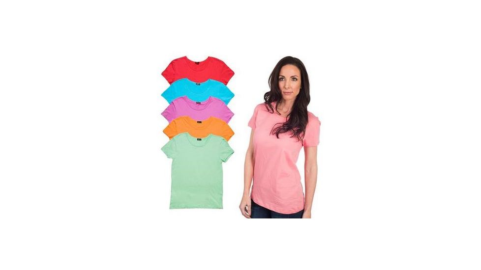 Agiato 6 Pack, Womens Short Sleeve Cotton Crew Neck T Shirt, Large, Hemlock, Radiant Orchid, Scuba Blue, Strawberry Ice, Tangerine, Tomato 6Pk.AG.TCCT.W.A.VrCo.000L