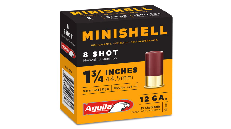 Aguila Ammunition Minishell 12 Gauge 5/8 oz 1 3/4in Centerfire Shotgun Ammo, 25 Rounds, 1CHB1388