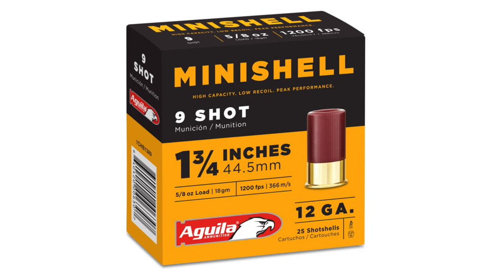 Aguila Ammunition Minishell 12 Gauge 5/8 oz 1 3/4in Centerfire Shotgun Ammo, 25 Rounds, 1CHB1389