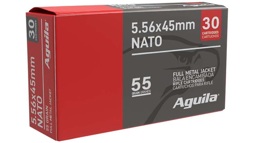 Aguila 5.56mm NATO 55 grain Full Metal Jacket Rifle Ammo, 30 Rounds, 1E556155