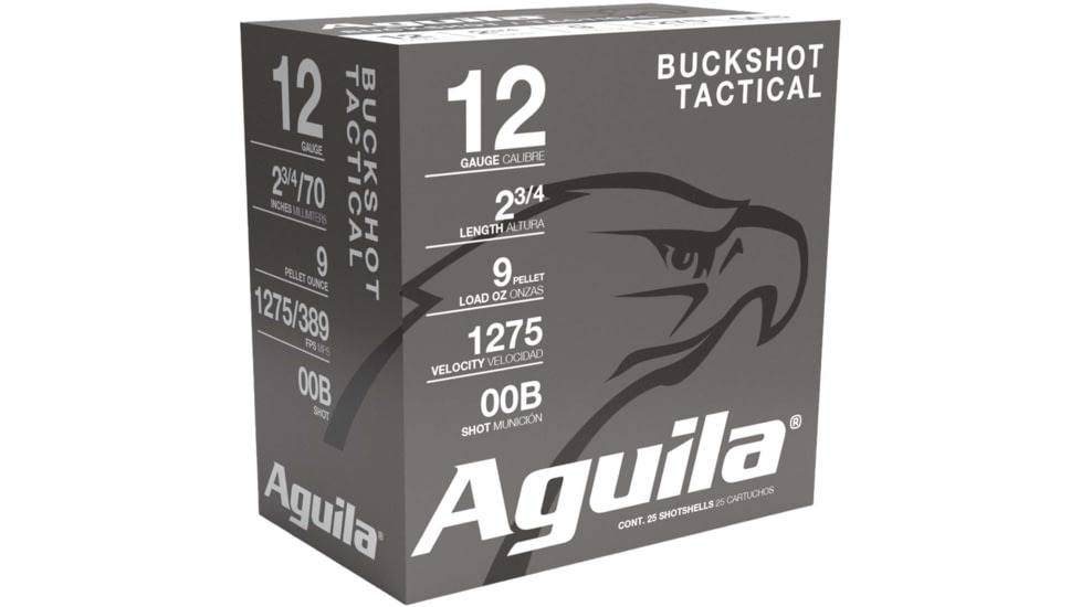 Aguila Ammunition 12 Gauge 2-3/4 00Buck 1275fps Shotgun Buckshot Ammo, 25 Rounds, 1CHB1320
