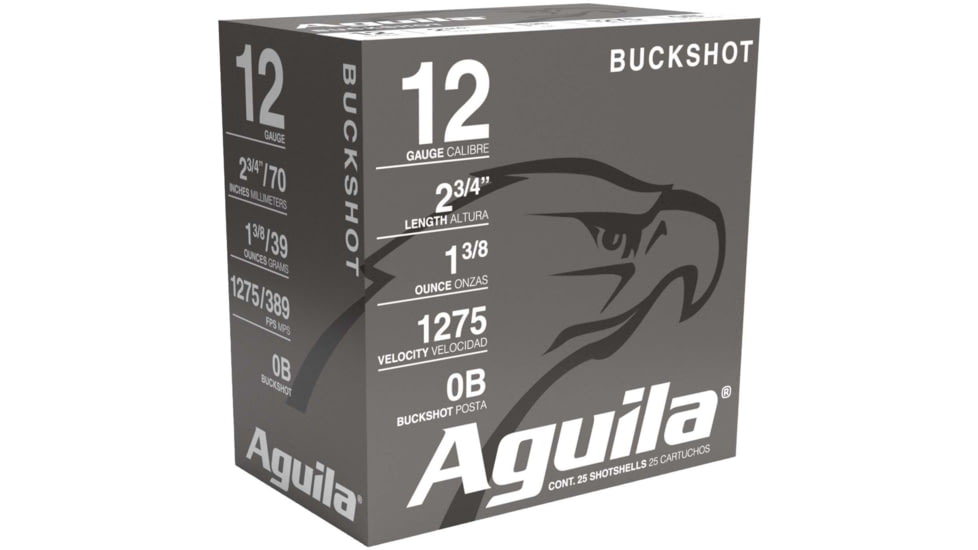 Aguila Ammunition Field 12 Gauge 1 oz 2.75in 0 Shotgun Buckshot Ammo, 25 Rounds, 1C1200BA