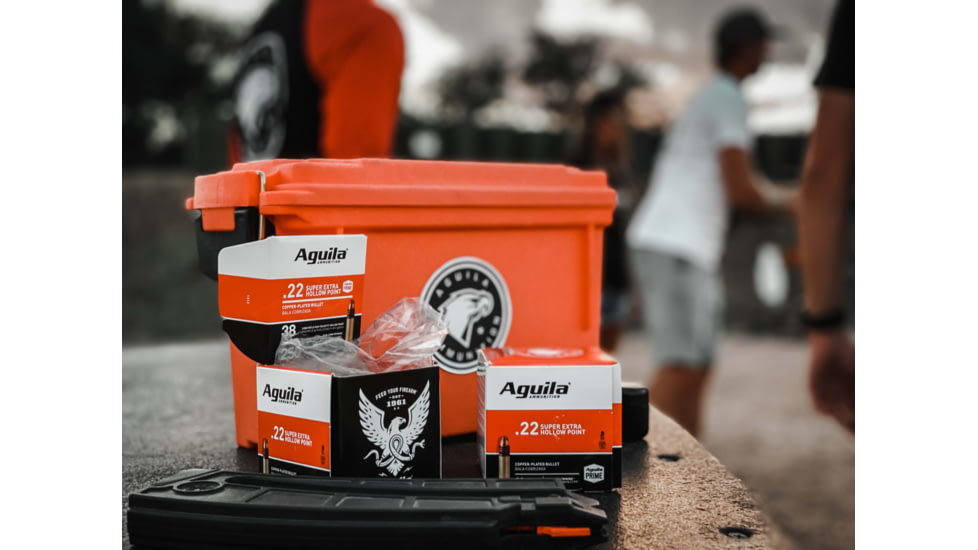 Aguila Ammunition 22LR 38 Grain Copper Plated Hollow Point, Brass Case, Ammo, 250 Rounds, 1B221103