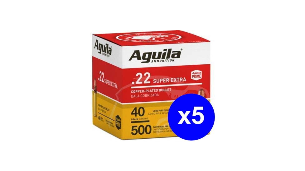 Aguila Ammunition .22LR 40 Grain Plated Lead Round Nose, Brass Case, Ammo, 2500 Rounds