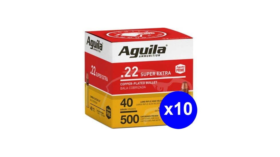 Aguila Ammunition .22LR 40 Grain Plated Lead Round Nose, Brass Case, Ammo, 5000 Rounds