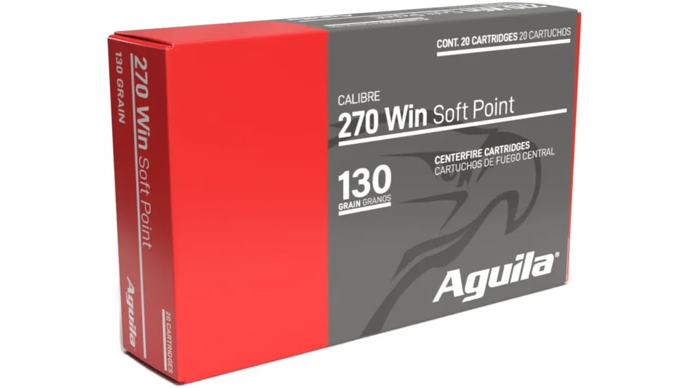 Aguila Ammunition 270 WIN 130 Grain Soft Point Brass Cased Rifle Ammo, 20 Rounds, 8053AG