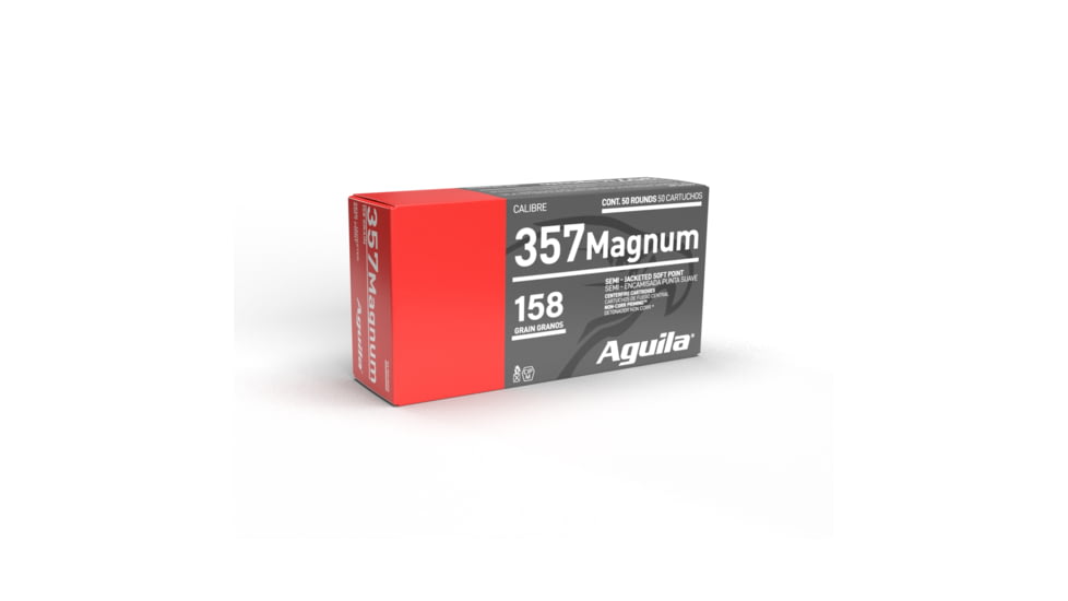 Aguila Ammunition .357 MAG 158 Grain Semi Jacketed Soft Point, Brass Case, Pistol Ammo, 1000 Round