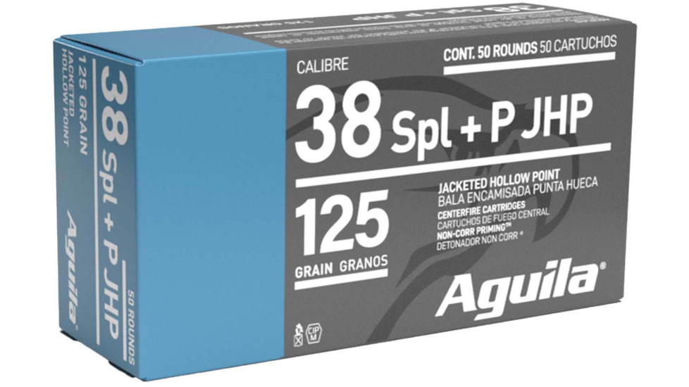 Aguila Ammunition .38 Special 125 Grain Jacketed Hollow Point Brass Cased Pistol Ammo, 50 Rounds, 1E382527