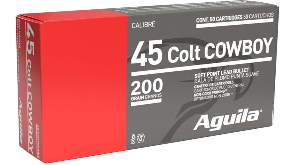 Aguila Ammunition .45 Long Colt 200 Grain Soft Point, Brass Case, Pistol Ammo, 50 Rounds, 1E454319