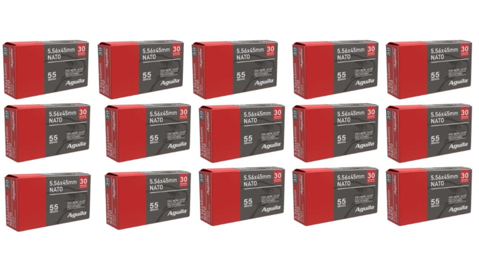 Aguila Ammunition 5.56x45mm NATO Ammo 55 Grain FMJ Brass Case Rifle Ammo, 450 Rounds, 1E556155-BP