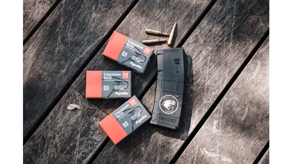 Aguila Ammunition 5.56x45mm NATO Ammo 55 Grain FMJ Brass Case Rifle Ammo, 450 Rounds, 1E556155-BP
