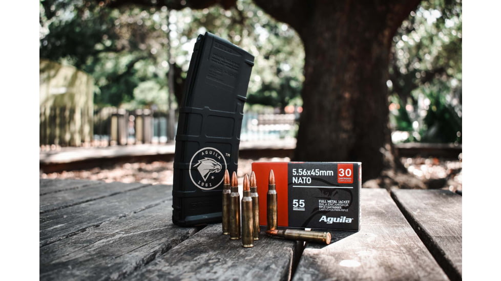 Aguila Ammunition 5.56x45mm NATO Ammo 55 Grain FMJ Brass Case Rifle Ammo, 450 Rounds, 1E556155-BP