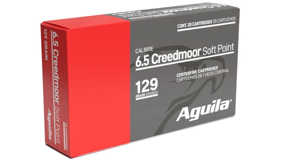 Aguila Ammunition 6.5 CREEDMOOR 129 Grain Soft Point Brass Cased Rifle Ammo, 20 Rounds, 81489AG