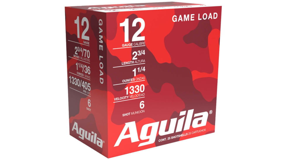 Aguila Ammunition Field 12 Gauge 1 1/4 Oz 2.75in 6 Shot Centerfire Shotgun Ammo, 25 Rounds, 1CHB1206