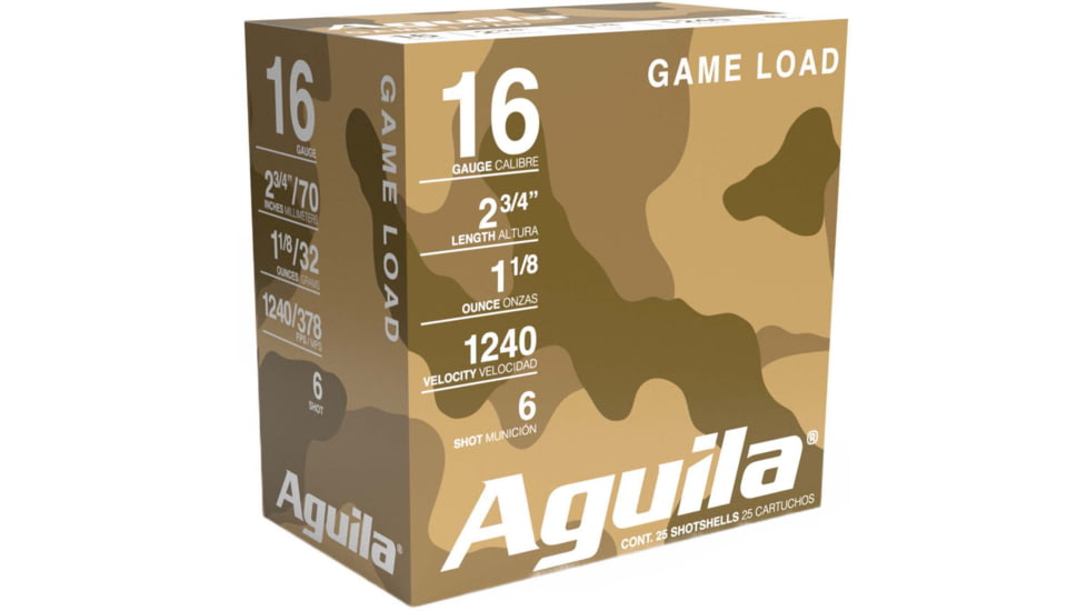 Aguila Ammunition Field 16 Gauge 1 1/8 oz 2 3/4in Centerfire Shotgun Ammo, 25 Rounds, 1CHB1606